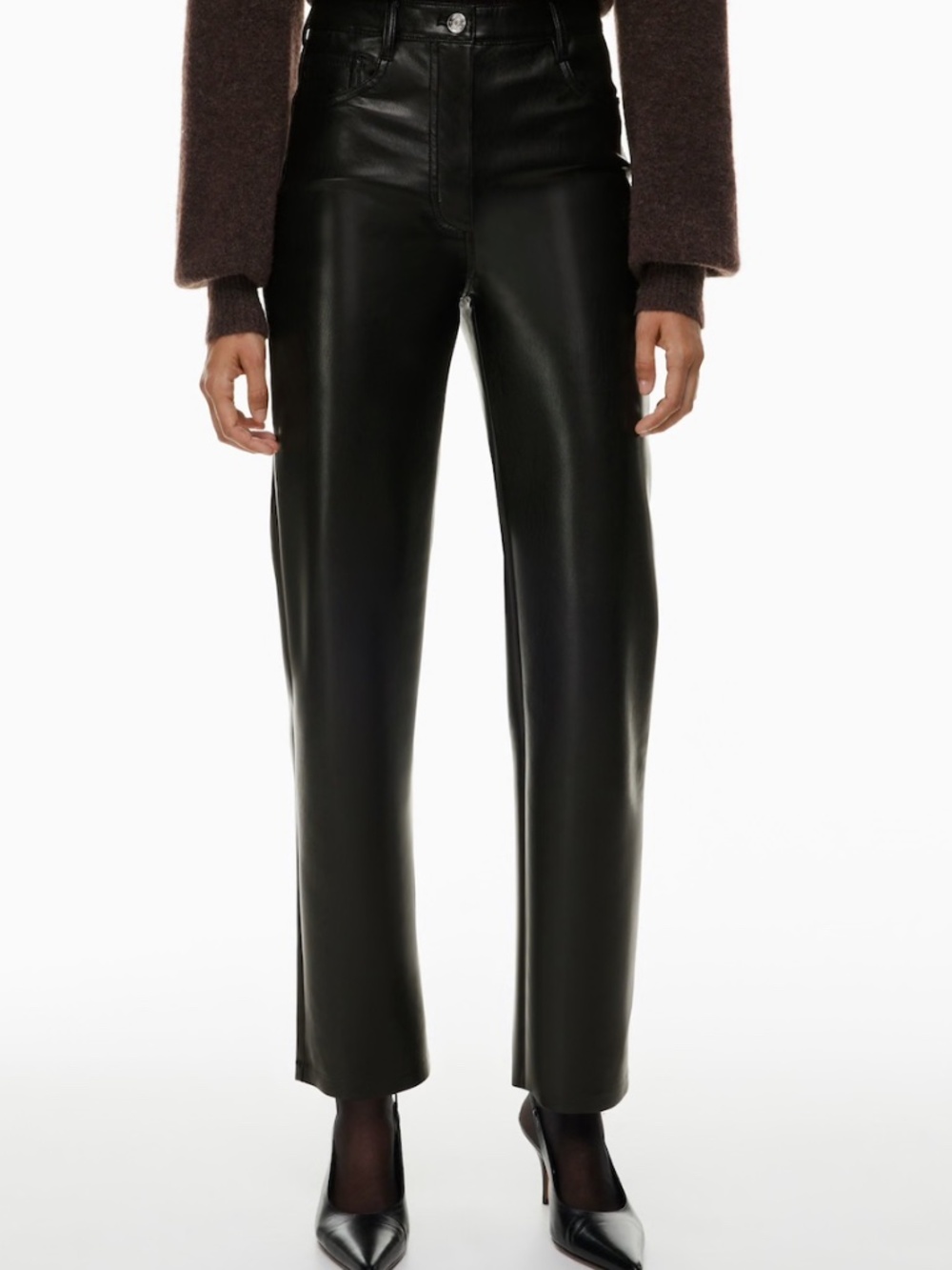 Aritzia Wilfred Melina Black Vegan Leather Pants Size 12
